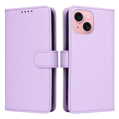 For iPhone 15 BETOPNICE BN-005 2 in 1 Detachable Imitate Genuine Leather Phone Case(Light Purple) - iPhone 15 Cases by BETOPNICE | Online Shopping UK | buy2fix