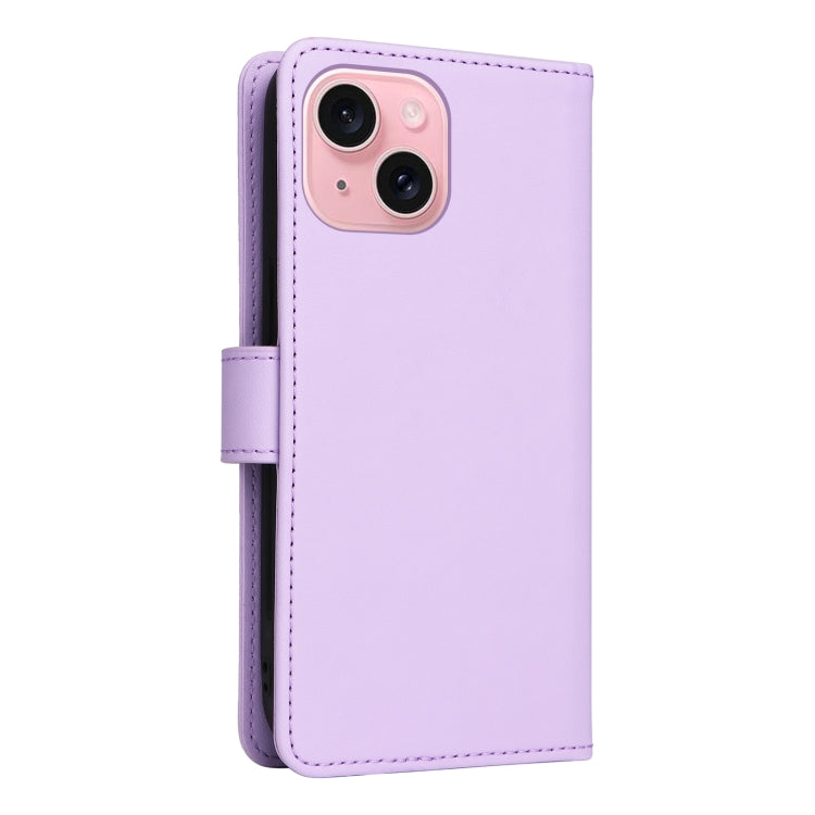 For iPhone 15 BETOPNICE BN-005 2 in 1 Detachable Imitate Genuine Leather Phone Case(Light Purple) - iPhone 15 Cases by BETOPNICE | Online Shopping UK | buy2fix
