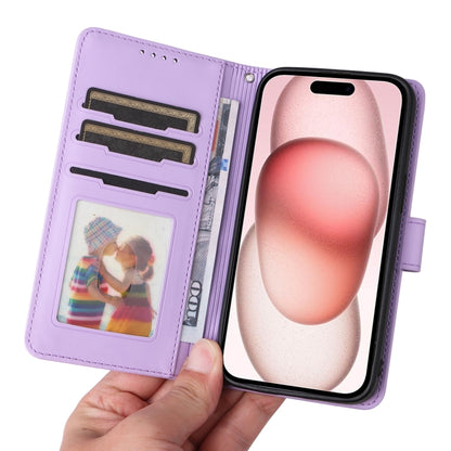 For iPhone 15 BETOPNICE BN-005 2 in 1 Detachable Imitate Genuine Leather Phone Case(Light Purple) - iPhone 15 Cases by BETOPNICE | Online Shopping UK | buy2fix