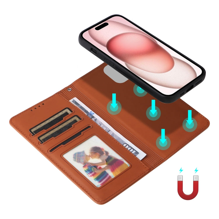 For iPhone 15 BETOPNICE BN-005 2 in 1 Detachable Imitate Genuine Leather Phone Case(Brown) - iPhone 15 Cases by BETOPNICE | Online Shopping UK | buy2fix