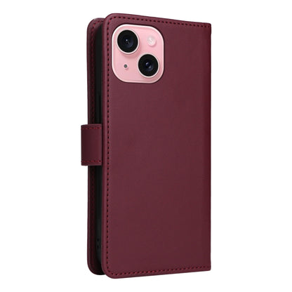 For iPhone 15 BETOPNICE BN-005 2 in 1 Detachable Imitate Genuine Leather Phone Case(Wine Red) - iPhone 15 Cases by BETOPNICE | Online Shopping UK | buy2fix
