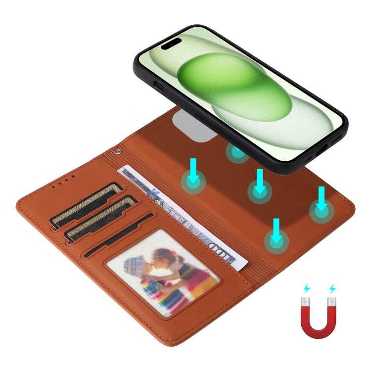 For iPhone 15 Plus BETOPNICE BN-005 2 in 1 Detachable Imitate Genuine Leather Phone Case(Brown) - iPhone 15 Plus Cases by BETOPNICE | Online Shopping UK | buy2fix