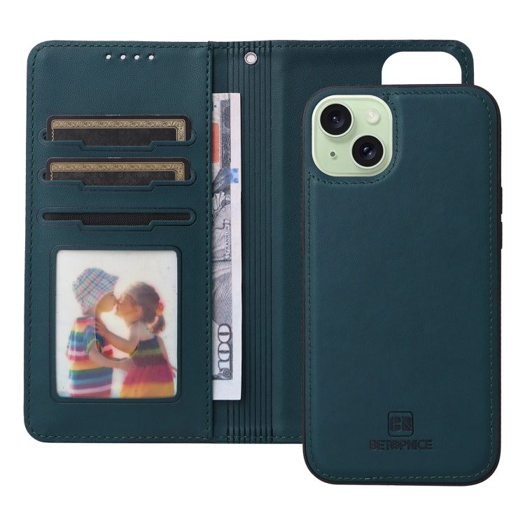 For iPhone 15 Plus BETOPNICE BN-005 2 in 1 Detachable Imitate Genuine Leather Phone Case(Blue) - iPhone 15 Plus Cases by BETOPNICE | Online Shopping UK | buy2fix