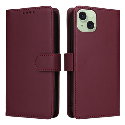 For iPhone 15 Plus BETOPNICE BN-005 2 in 1 Detachable Imitate Genuine Leather Phone Case(Wine Red) - iPhone 15 Plus Cases by BETOPNICE | Online Shopping UK | buy2fix