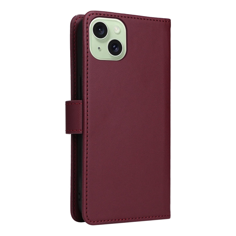 For iPhone 15 Plus BETOPNICE BN-005 2 in 1 Detachable Imitate Genuine Leather Phone Case(Wine Red) - iPhone 15 Plus Cases by BETOPNICE | Online Shopping UK | buy2fix