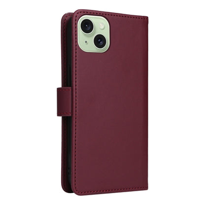 For iPhone 15 Plus BETOPNICE BN-005 2 in 1 Detachable Imitate Genuine Leather Phone Case(Wine Red) - iPhone 15 Plus Cases by BETOPNICE | Online Shopping UK | buy2fix