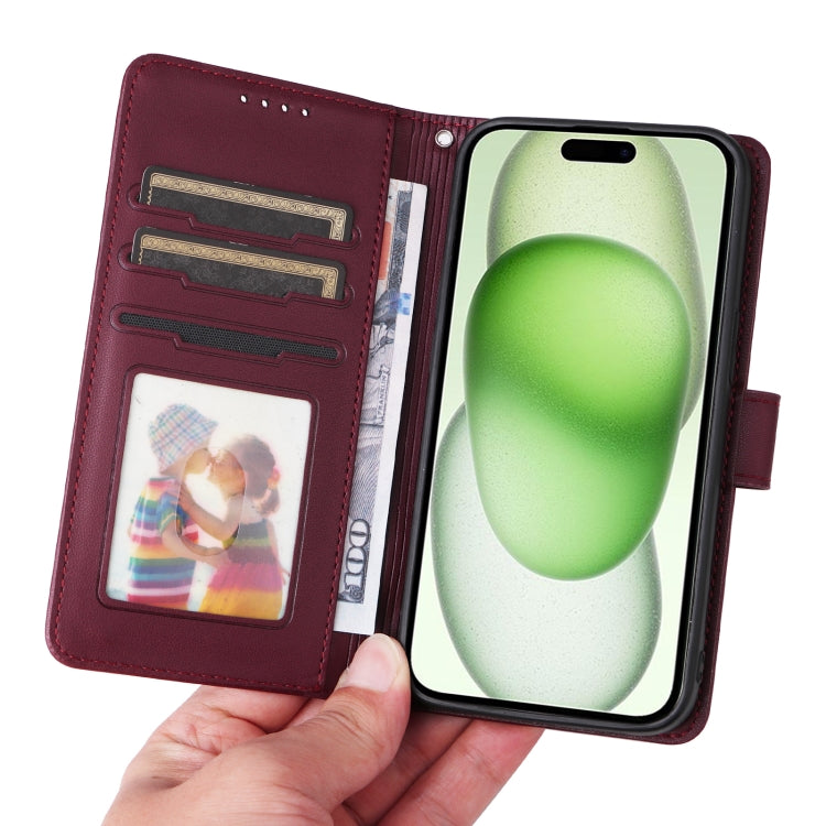 For iPhone 15 Plus BETOPNICE BN-005 2 in 1 Detachable Imitate Genuine Leather Phone Case(Wine Red) - iPhone 15 Plus Cases by BETOPNICE | Online Shopping UK | buy2fix