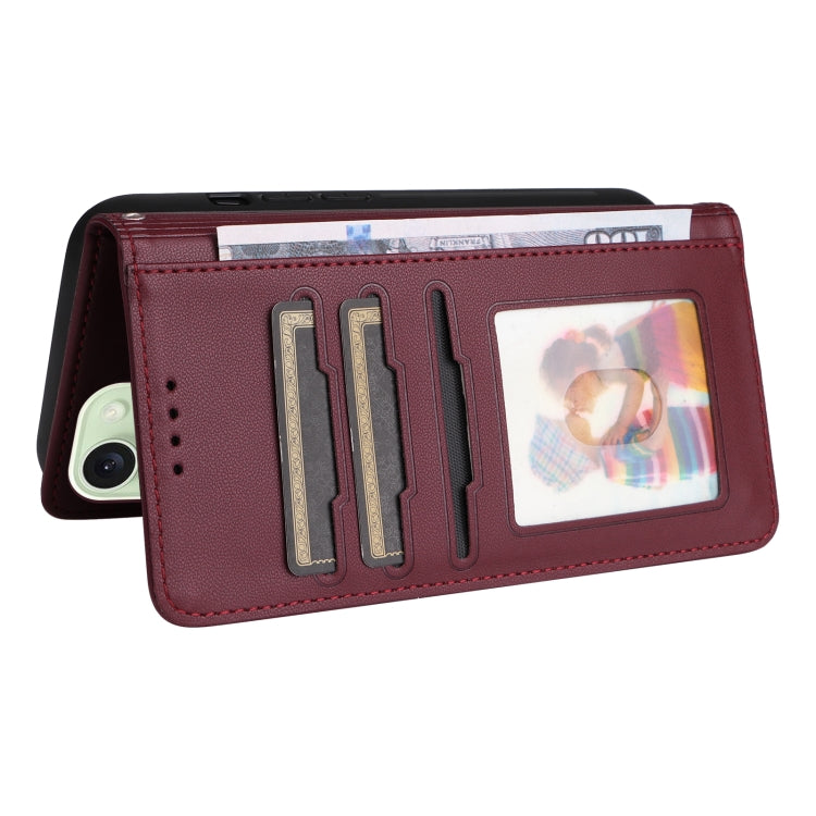 For iPhone 15 Plus BETOPNICE BN-005 2 in 1 Detachable Imitate Genuine Leather Phone Case(Wine Red) - iPhone 15 Plus Cases by BETOPNICE | Online Shopping UK | buy2fix