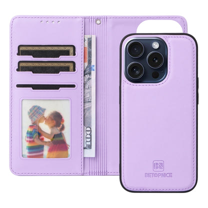 For iPhone 15 Pro BETOPNICE BN-005 2 in 1 Detachable Imitate Genuine Leather Phone Case(Light Purple) - iPhone 15 Pro Cases by BETOPNICE | Online Shopping UK | buy2fix