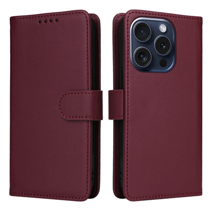 For iPhone 15 Pro BETOPNICE BN-005 2 in 1 Detachable Imitate Genuine Leather Phone Case(Wine Red) - iPhone 15 Pro Cases by BETOPNICE | Online Shopping UK | buy2fix
