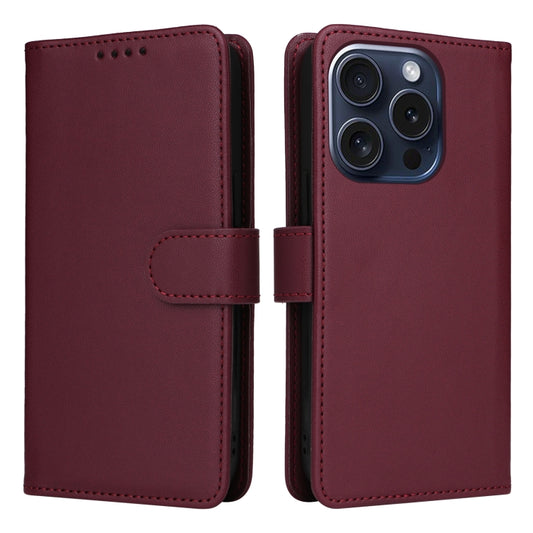 For iPhone 15 Pro BETOPNICE BN-005 2 in 1 Detachable Imitate Genuine Leather Phone Case(Wine Red) - iPhone 15 Pro Cases by BETOPNICE | Online Shopping UK | buy2fix