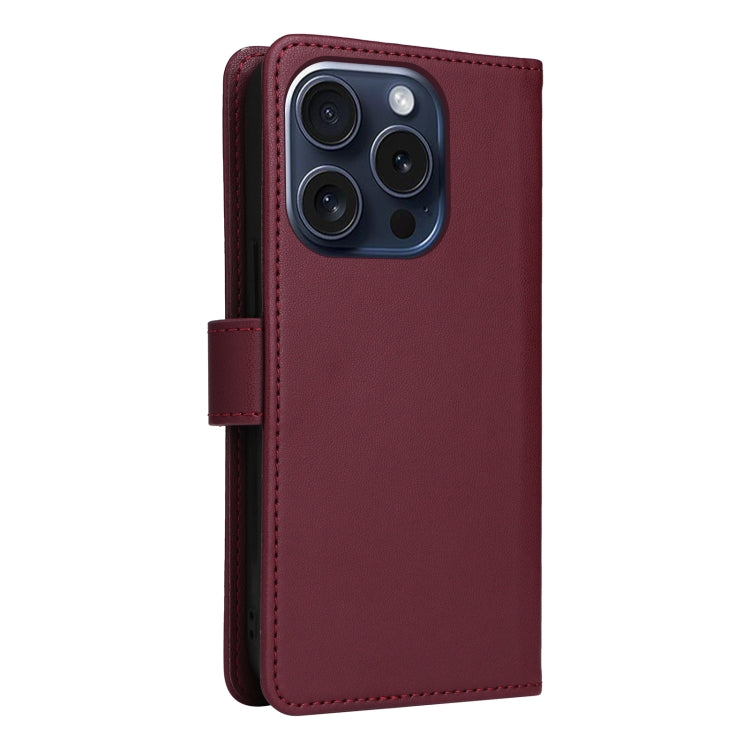 For iPhone 15 Pro BETOPNICE BN-005 2 in 1 Detachable Imitate Genuine Leather Phone Case(Wine Red) - iPhone 15 Pro Cases by BETOPNICE | Online Shopping UK | buy2fix