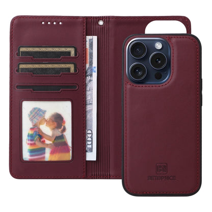 For iPhone 15 Pro BETOPNICE BN-005 2 in 1 Detachable Imitate Genuine Leather Phone Case(Wine Red) - iPhone 15 Pro Cases by BETOPNICE | Online Shopping UK | buy2fix