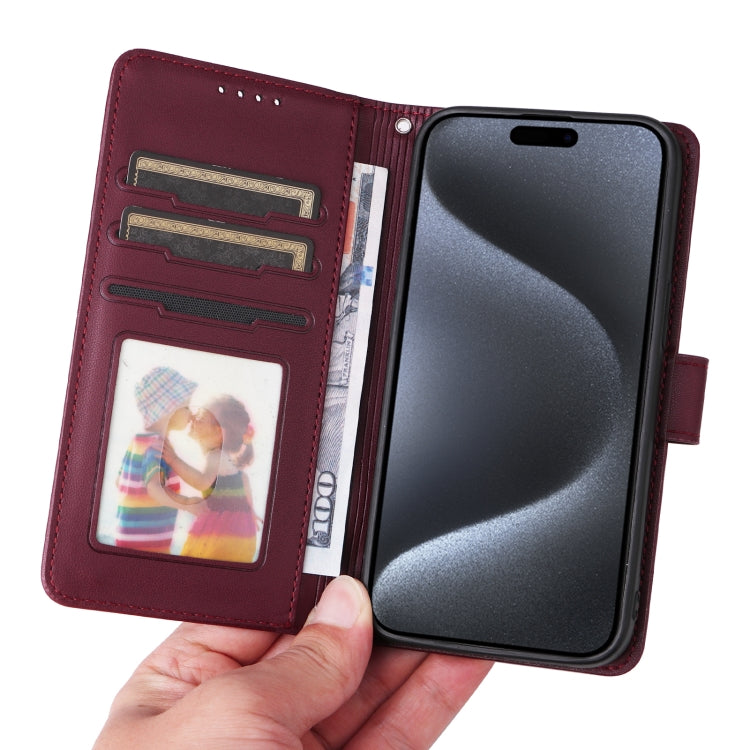 For iPhone 15 Pro BETOPNICE BN-005 2 in 1 Detachable Imitate Genuine Leather Phone Case(Wine Red) - iPhone 15 Pro Cases by BETOPNICE | Online Shopping UK | buy2fix