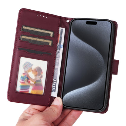 For iPhone 15 Pro BETOPNICE BN-005 2 in 1 Detachable Imitate Genuine Leather Phone Case(Wine Red) - iPhone 15 Pro Cases by BETOPNICE | Online Shopping UK | buy2fix