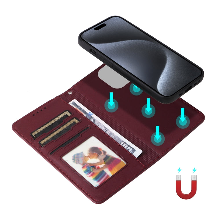 For iPhone 15 Pro BETOPNICE BN-005 2 in 1 Detachable Imitate Genuine Leather Phone Case(Wine Red) - iPhone 15 Pro Cases by BETOPNICE | Online Shopping UK | buy2fix