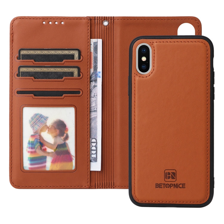 For iPhone X / XS BETOPNICE BN-005 2 in 1 Detachable Imitate Genuine Leather Phone Case(Brown) - More iPhone Cases by BETOPNICE | Online Shopping UK | buy2fix