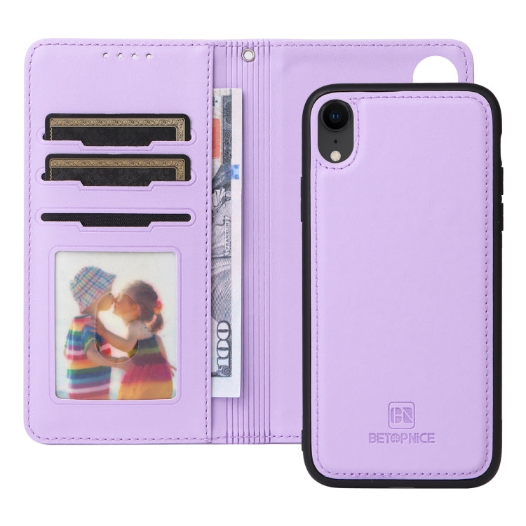For iPhone XR BETOPNICE BN-005 2 in 1 Detachable Imitate Genuine Leather Phone Case(Light Purple) - More iPhone Cases by BETOPNICE | Online Shopping UK | buy2fix