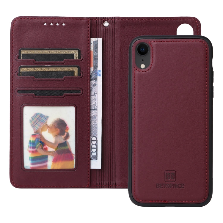 For iPhone XR BETOPNICE BN-005 2 in 1 Detachable Imitate Genuine Leather Phone Case(Wine Red) - More iPhone Cases by BETOPNICE | Online Shopping UK | buy2fix