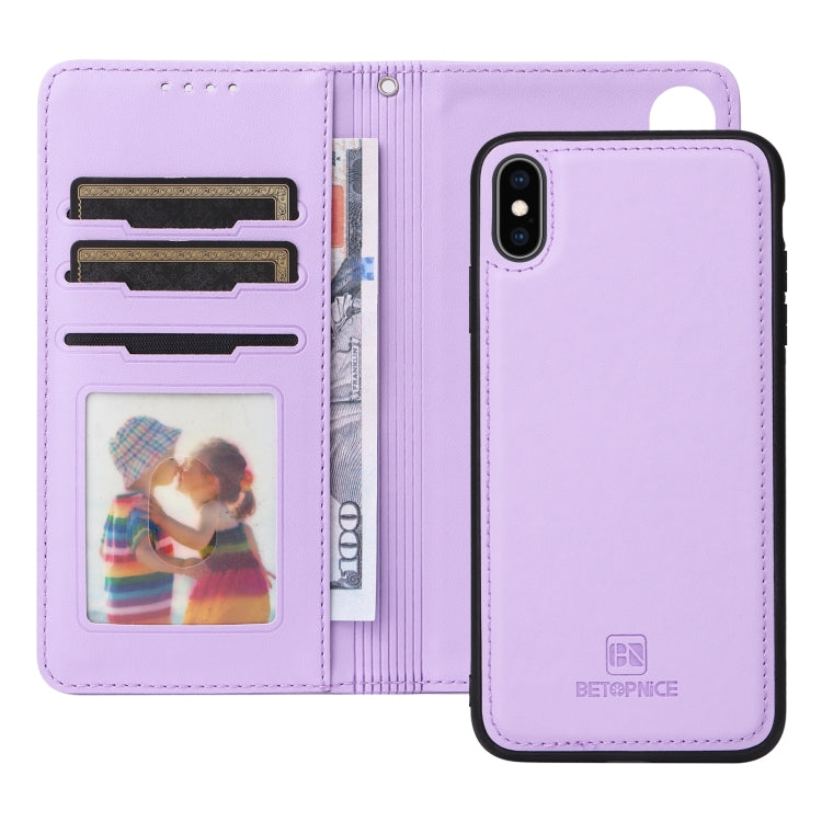 For iPhone XS Max BETOPNICE BN-005 2 in 1 Detachable Imitate Genuine Leather Phone Case(Light Purple) - More iPhone Cases by BETOPNICE | Online Shopping UK | buy2fix