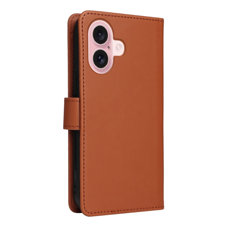 For iPhone 16 BETOPNICE BN-005 2 in 1 Detachable Imitate Genuine Leather Phone Case(Brown) - iPhone 16 Cases by BETOPNICE | Online Shopping UK | buy2fix