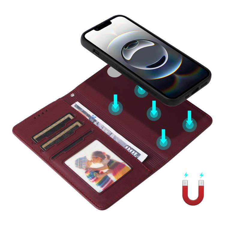 For iPhone 16e BETOPNICE BN-005 2 in 1 Detachable Imitate Genuine Leather Phone Case(Wine Red) - iPhone 16e Cases by BETOPNICE | Online Shopping UK | buy2fix