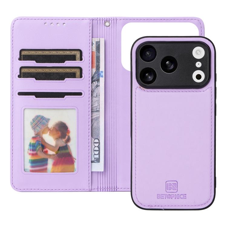 For iPhone 17 Pro BETOPNICE BN-005 2 in 1 Detachable Imitate Genuine Leather Phone Case(Light Purple) - iPhone 17 Pro Cases by BETOPNICE | Online Shopping UK | buy2fix