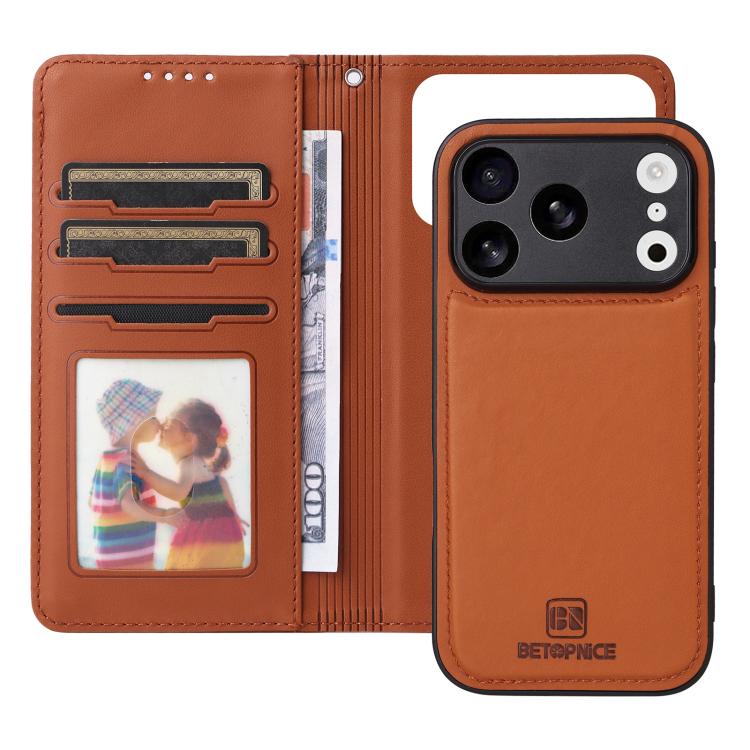 For iPhone 17 Pro BETOPNICE BN-005 2 in 1 Detachable Imitate Genuine Leather Phone Case(Brown) - iPhone 17 Pro Cases by BETOPNICE | Online Shopping UK | buy2fix