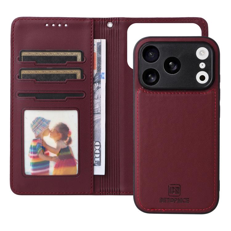 For iPhone 17 Pro BETOPNICE BN-005 2 in 1 Detachable Imitate Genuine Leather Phone Case(Wine Red) - iPhone 17 Pro Cases by BETOPNICE | Online Shopping UK | buy2fix