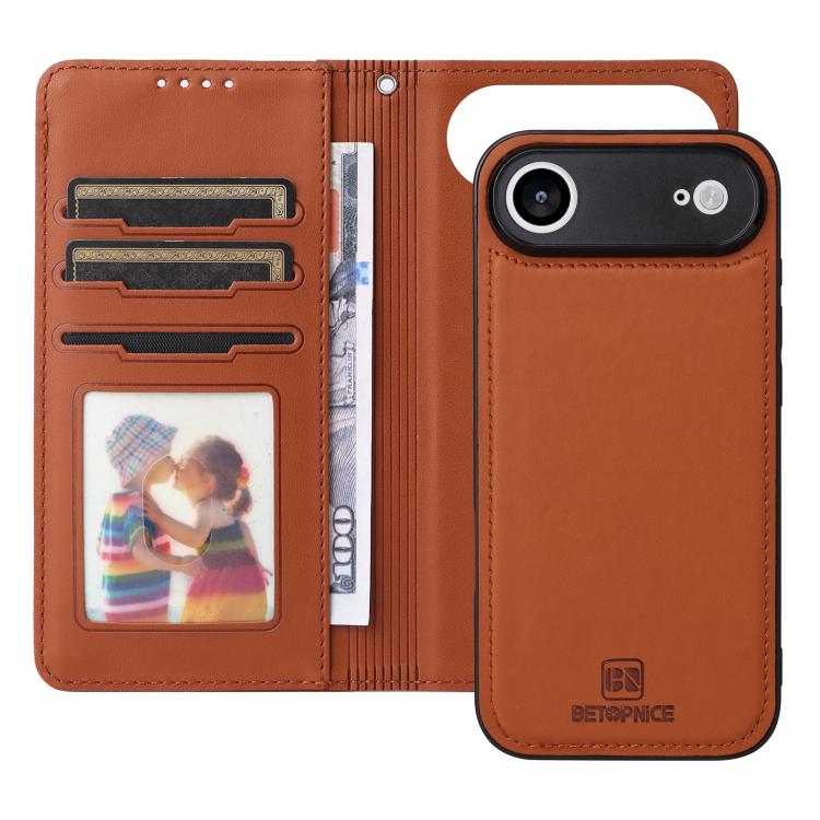 For iPhone 17 Air BETOPNICE BN-005 2 in 1 Detachable Imitate Genuine Leather Phone Case(Brown) - iPhone 17 Air Cases by BETOPNICE | Online Shopping UK | buy2fix