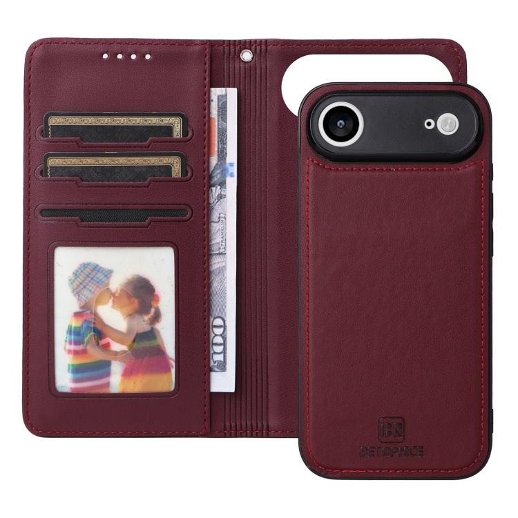 For iPhone 17 Air BETOPNICE BN-005 2 in 1 Detachable Imitate Genuine Leather Phone Case(Wine Red) - iPhone 17 Air Cases by BETOPNICE | Online Shopping UK | buy2fix