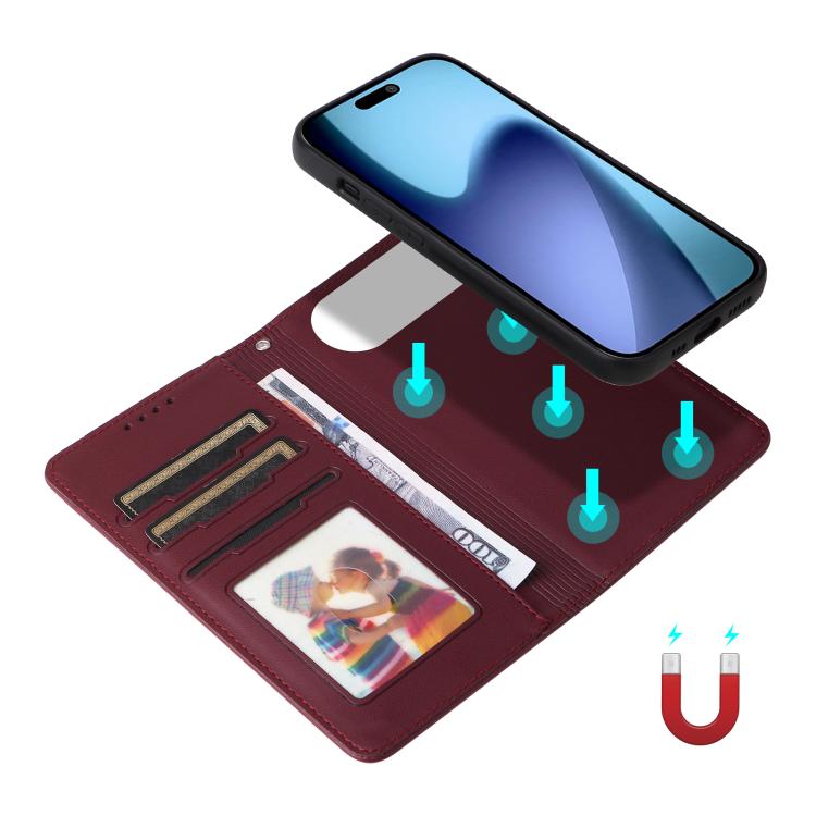 For iPhone 17 Air BETOPNICE BN-005 2 in 1 Detachable Imitate Genuine Leather Phone Case(Wine Red) - iPhone 17 Air Cases by BETOPNICE | Online Shopping UK | buy2fix