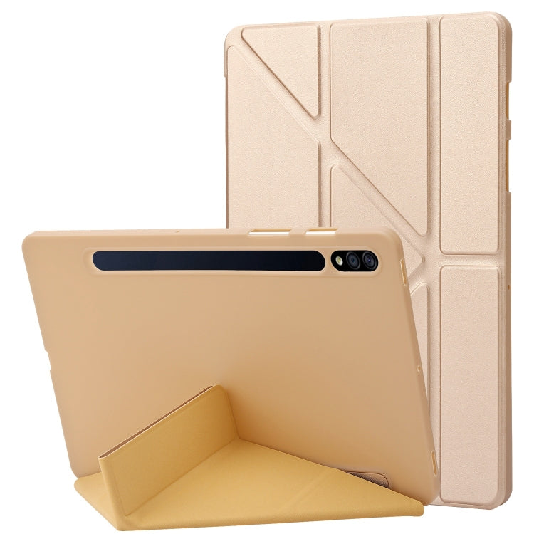 For Samsung Galaxy Tab S9 Deformation Silicone Leather Tablet Case(Gold) - Galaxy Tab S9 Cases by buy2fix | Online Shopping UK | buy2fix