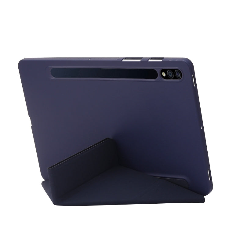 For Samsung Galaxy Tab S9 Deformation Silicone Leather Tablet Case(Dark Blue) - Galaxy Tab S9 Cases by buy2fix | Online Shopping UK | buy2fix