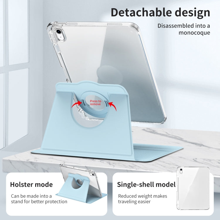 For iPad 2025 / 2022 360 Rotation Detachable Clear Acrylic Leather Tablet Case(Ice Blue) - iPad 2025 / 2022 Cases by buy2fix | Online Shopping UK | buy2fix