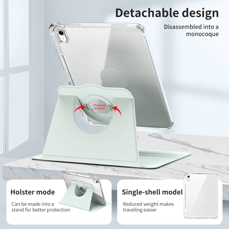 For iPad 2025 / 2022 360 Rotation Detachable Clear Acrylic Leather Tablet Case(Light Green) - iPad 2025 / 2022 Cases by buy2fix | Online Shopping UK | buy2fix