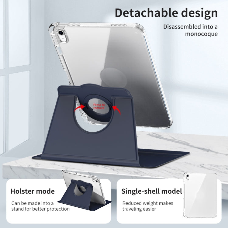 For iPad 2025 / 2022 360 Rotation Detachable Clear Acrylic Leather Tablet Case(Dark Blue) - iPad 2025 / 2022 Cases by buy2fix | Online Shopping UK | buy2fix