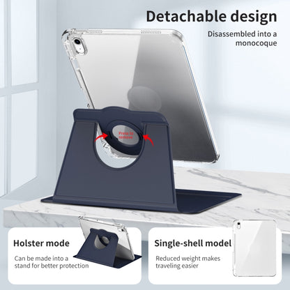 For iPad 2025 / 2022 360 Rotation Detachable Clear Acrylic Leather Tablet Case(Dark Blue) - iPad 2025 / 2022 Cases by buy2fix | Online Shopping UK | buy2fix