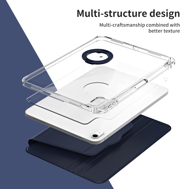 For iPad 2025 / 2022 360 Rotation Detachable Clear Acrylic Leather Tablet Case(Dark Blue) - iPad 2025 / 2022 Cases by buy2fix | Online Shopping UK | buy2fix