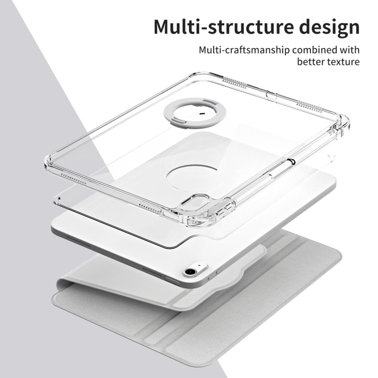 For iPad 2025 / 2022 360 Rotation Detachable Clear Acrylic Leather Tablet Case(Grey) - iPad 2025 / 2022 Cases by buy2fix | Online Shopping UK | buy2fix