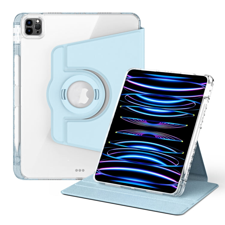 For iPad Pro 11 2022 / Air 10.9 2022 360 Rotation Detachable Clear Acrylic Leather Tablet Case(Ice Blue) - iPad Pro 11 (2022/2021) Cases by buy2fix | Online Shopping UK | buy2fix