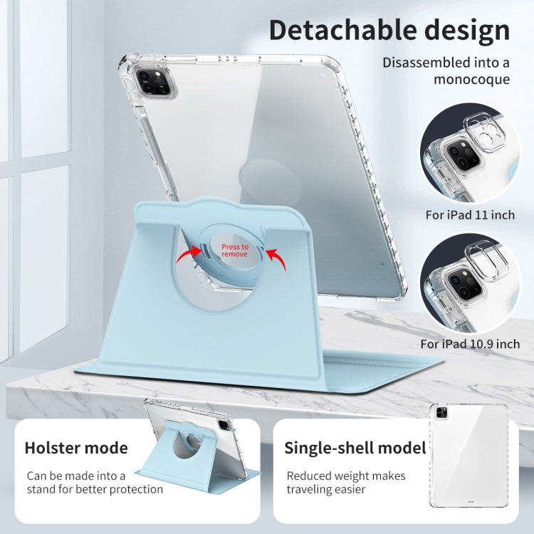 For iPad Pro 11 2022 / Air 10.9 2022 360 Rotation Detachable Clear Acrylic Leather Tablet Case(Ice Blue) - iPad Pro 11 (2022/2021) Cases by buy2fix | Online Shopping UK | buy2fix
