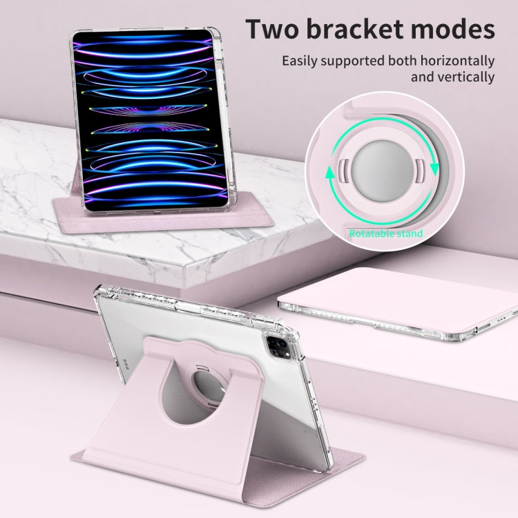 For iPad Pro 11 2022 / Air 10.9 2022 360 Rotation Detachable Clear Acrylic Leather Tablet Case(Pink) - iPad Pro 11 (2022/2021) Cases by buy2fix | Online Shopping UK | buy2fix