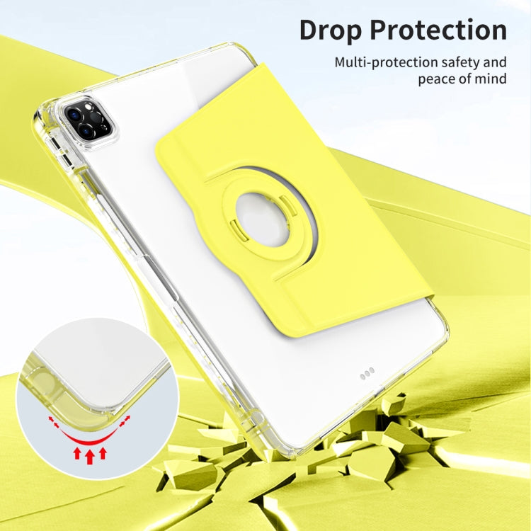 For iPad Pro 11 2022 / Air 10.9 2022 360 Rotation Detachable Clear Acrylic Leather Tablet Case(Yellow) - iPad Pro 11 (2022/2021) Cases by buy2fix | Online Shopping UK | buy2fix