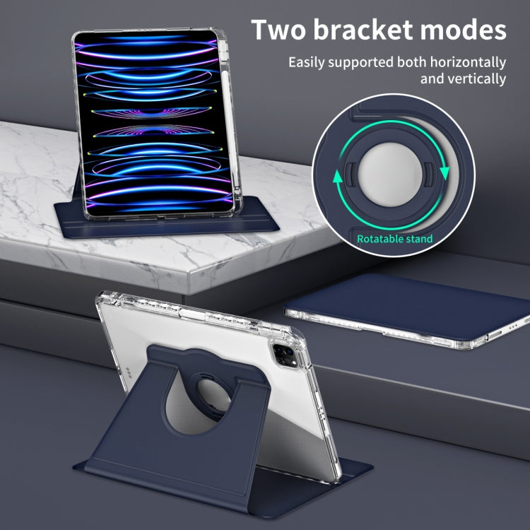 For iPad Pro 11 2022 / Air 10.9 2022 360 Rotation Detachable Clear Acrylic Leather Tablet Case(Dark Blue) - iPad Pro 11 (2022/2021) Cases by buy2fix | Online Shopping UK | buy2fix