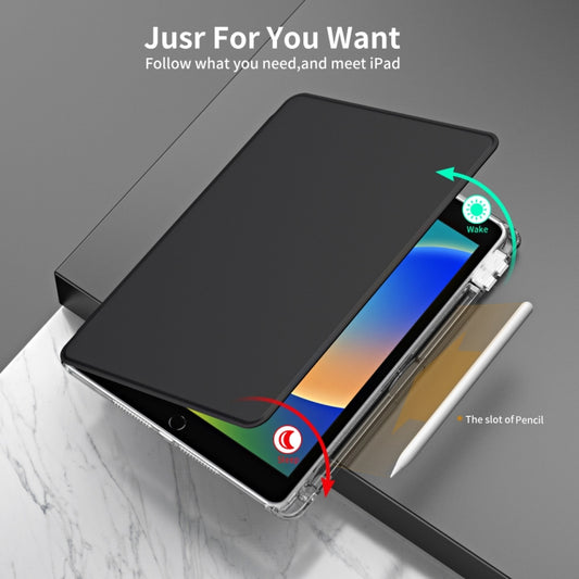 For iPad 10.2 2021 / 2020 360 Rotation Detachable Clear Acrylic Leather Tablet Case(Black) - iPad 10.2 Cases by buy2fix | Online Shopping UK | buy2fix