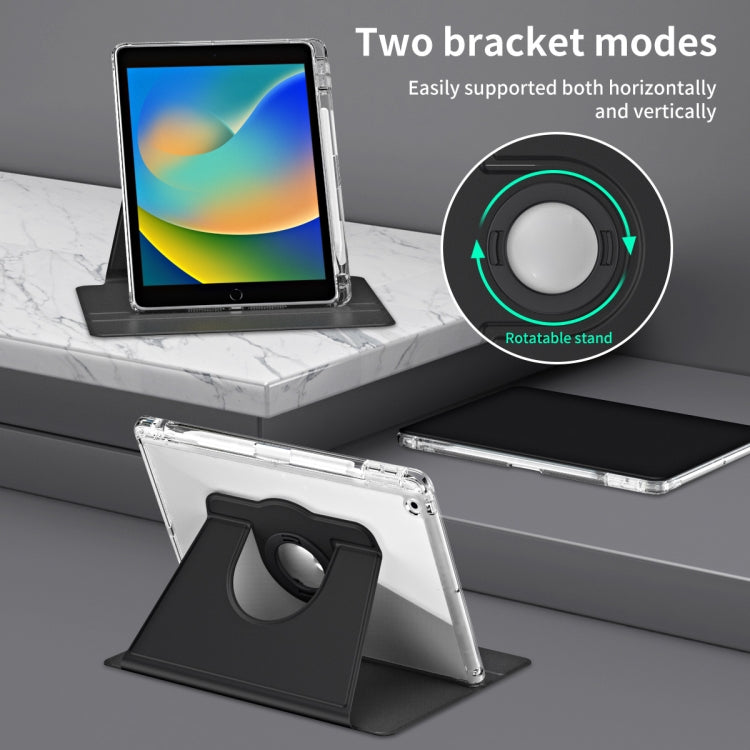 For iPad 10.2 2021 / 2020 360 Rotation Detachable Clear Acrylic Leather Tablet Case(Black) - iPad 10.2 Cases by buy2fix | Online Shopping UK | buy2fix