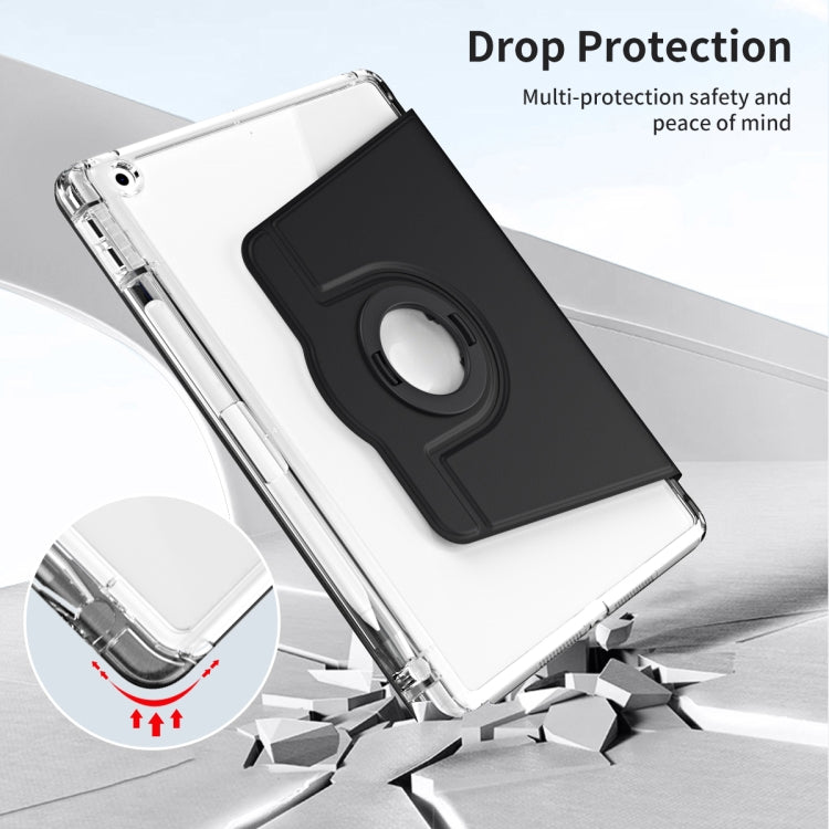 For iPad 10.2 2021 / 2020 360 Rotation Detachable Clear Acrylic Leather Tablet Case(Black) - iPad 10.2 Cases by buy2fix | Online Shopping UK | buy2fix