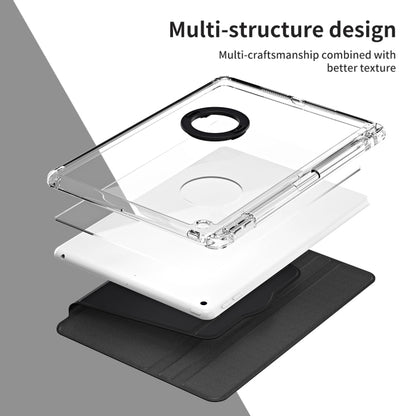 For iPad 10.2 2021 / 2020 360 Rotation Detachable Clear Acrylic Leather Tablet Case(Black) - iPad 10.2 Cases by buy2fix | Online Shopping UK | buy2fix