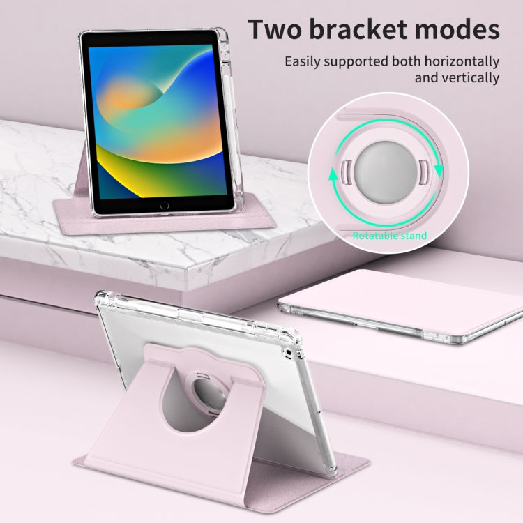 For iPad 10.2 2021 / 2020 360 Rotation Detachable Clear Acrylic Leather Tablet Case(Pink) - iPad 10.2 Cases by buy2fix | Online Shopping UK | buy2fix